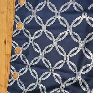 Navy and silver curtains. 36x82, 2 panels.